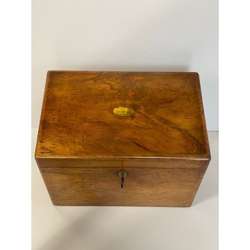 ANTICA SCATOLA SECRETAIRE LEGNO NOCE SEGRETO COPERCHIO STIPO LETTERA EPOCA '900