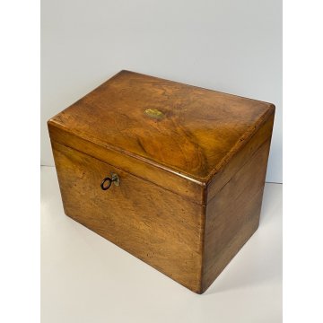 ANTICA SCATOLA SECRETAIRE LEGNO NOCE SEGRETO COPERCHIO STIPO LETTERA EPOCA '900