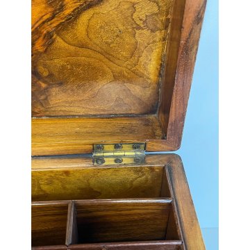 ANTICA SCATOLA SECRETAIRE LEGNO NOCE SEGRETO COPERCHIO STIPO LETTERA EPOCA '900