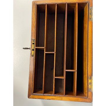 ANTICA SCATOLA SECRETAIRE LEGNO NOCE SEGRETO COPERCHIO STIPO LETTERA EPOCA '900