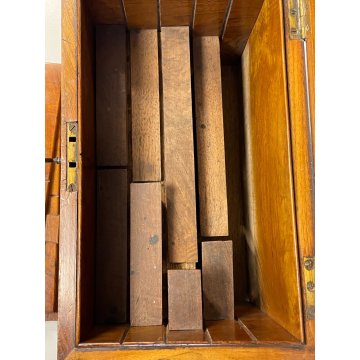 ANTICA SCATOLA SECRETAIRE LEGNO NOCE SEGRETO COPERCHIO STIPO LETTERA EPOCA '900