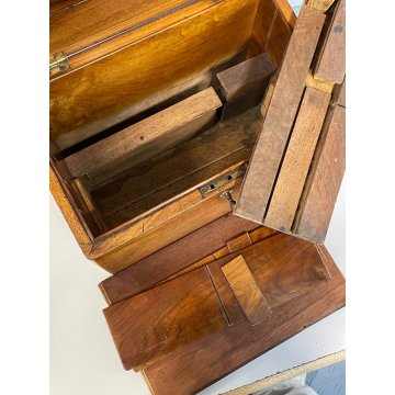 ANTICA SCATOLA SECRETAIRE LEGNO NOCE SEGRETO COPERCHIO STIPO LETTERA EPOCA '900