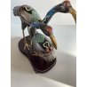 ANTICA COPPIA DI GRU CLOISONNE ANNI 70 CINESI SMALTATE FIGURA SCULTURA