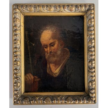 ANTICHI DIPINTI OLIO TELA RITRATTO MEZZO BUSTO QUATTRO EVANGELISTI '600 -18x15cm