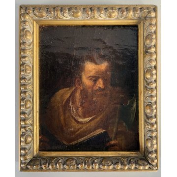 ANTICHI DIPINTI OLIO TELA RITRATTO MEZZO BUSTO QUATTRO EVANGELISTI '600 -18x15cm