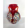 VASO VETRO SOFFIATO MURANO MURRINA SINFONIA IMPERIO ROSSI MILLEFIORI ANFORA 1990
