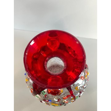 VASO VETRO SOFFIATO MURANO MURRINA SINFONIA IMPERIO ROSSI MILLEFIORI ANFORA 1990