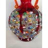 VASO VETRO SOFFIATO MURANO MURRINA SINFONIA IMPERIO ROSSI MILLEFIORI ANFORA 1990