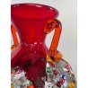VASO VETRO SOFFIATO MURANO MURRINA SINFONIA IMPERIO ROSSI MILLEFIORI ANFORA 1990