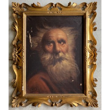 ANTICO QUADRO DIPINTO OLIO R. Lanzi RITRATTO UOMO con BARBA REALISMO '900