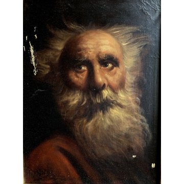 ANTICO QUADRO DIPINTO OLIO R. Lanzi RITRATTO UOMO con BARBA REALISMO '900