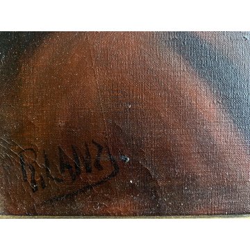 ANTICO QUADRO DIPINTO OLIO R. Lanzi RITRATTO UOMO con BARBA REALISMO '900