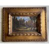 ANTICO QUADRO DIPINTO OLIO TAVOLA PAESAGGIO BOSCHIVO SELVA ALBERI '800/'900
