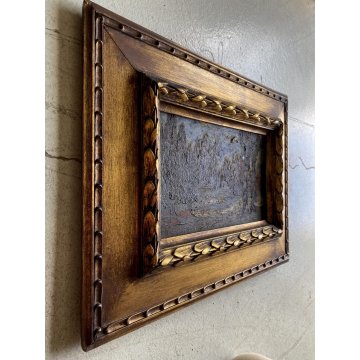 ANTICO QUADRO DIPINTO OLIO TAVOLA PAESAGGIO BOSCHIVO SELVA ALBERI '800/'900