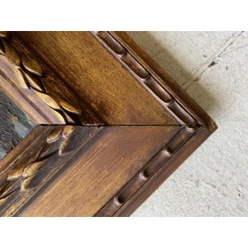 ANTICO QUADRO DIPINTO OLIO TAVOLA PAESAGGIO BOSCHIVO SELVA ALBERI '800/'900