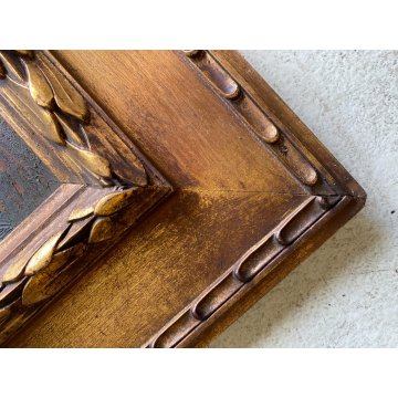 ANTICO QUADRO DIPINTO OLIO TAVOLA PAESAGGIO BOSCHIVO SELVA ALBERI '800/'900