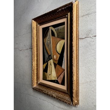 QUADRO DIPINTO OLIO TAVOLA Marasco COMPOSIZIONE ASTRATTA FUTURISMO PRIMO '900