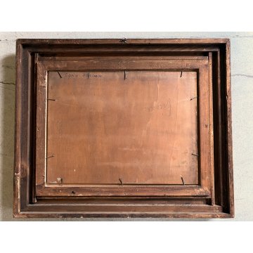 QUADRO DIPINTO SCENA CACCIA con DUE CANI PAESAGGIO CAMPI di GRANO SELVA '900
