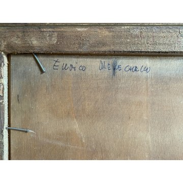 QUADRO DIPINTO SCENA CACCIA con DUE CANI PAESAGGIO CAMPI di GRANO SELVA '900
