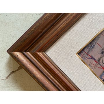 QUADRO DIPINTO OLIO Ermanno Zamboni PAESAGGIO RURALE CREPUSCOLO BORGO Sesia '70