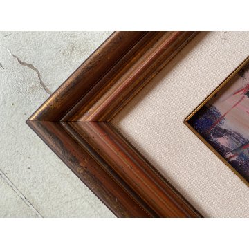 QUADRO DIPINTO OLIO Ermanno Zamboni PAESAGGIO RURALE CREPUSCOLO BORGO Sesia '70