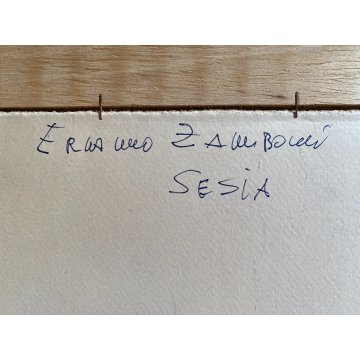 QUADRO DIPINTO OLIO Ermanno Zamboni PAESAGGIO RURALE CREPUSCOLO BORGO Sesia '70