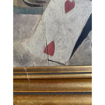 ANTICO QUADRO OLIO Ugo Celada da Virgilio NATURA MORTA CARTE SCARPONE ZUCCA 1939