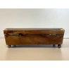 ANTICO COFANETTO LEGNO INTARSIATO SERRATURA CHIAVE PIEDINI OTTONE ART DECO