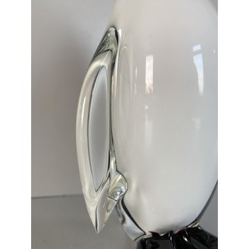 SCULTURA PINGUINO VETRO Murano SOMMERSO BIANCO NERO TRANSPARENTE VINTAGE '70