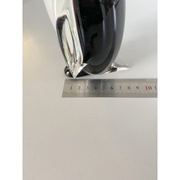 SCULTURA PINGUINO VETRO Murano SOMMERSO BIANCO NERO TRANSPARENTE VINTAGE '70