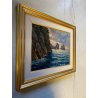 QUADRO DIPINTO OLIO O. Jong FARAGLIONI Capri PAESAGGIO MARINO BARCHE a VELA '900