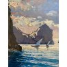 QUADRO DIPINTO OLIO O. Jong FARAGLIONI Capri PAESAGGIO MARINO BARCHE a VELA '900