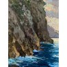 QUADRO DIPINTO OLIO O. Jong FARAGLIONI Capri PAESAGGIO MARINO BARCHE a VELA '900