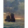 QUADRO DIPINTO OLIO O. Jong FARAGLIONI Capri PAESAGGIO MARINO BARCHE a VELA '900