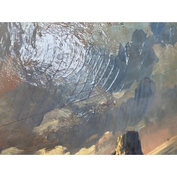 QUADRO DIPINTO OLIO O. Jong FARAGLIONI Capri PAESAGGIO MARINO BARCHE a VELA '900