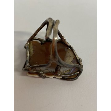 anello CAMMEO conchiglia sardonica argento 925 scolpito a mano a Torre del Greco