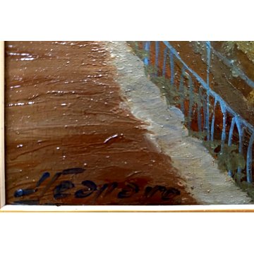 QUADRO DIPINTO OLIO Seassaro PAESAGGIO MARINO NOTTURNO LUNA PIENA BORGO LIGURE