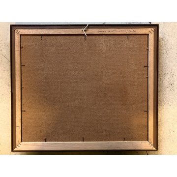 QUADRO DIPINTO OLIO Seassaro PAESAGGIO MARINO NOTTURNO LUNA PIENA BORGO LIGURE