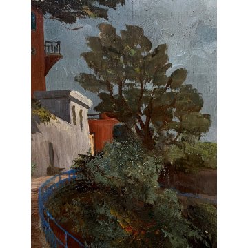 QUADRO DIPINTO OLIO Seassaro PAESAGGIO MARINO NOTTURNO LUNA PIENA BORGO LIGURE