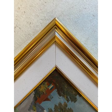 QUADRO DIPINTO OLIO Seassaro PAESAGGIO MARINO NOTTURNO LUNA PIENA BORGO LIGURE