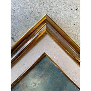 QUADRO DIPINTO OLIO Seassaro PAESAGGIO MARINO NOTTURNO LUNA PIENA BORGO LIGURE