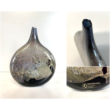 VASO VETRO ARTISTICO Michael Harris ISLE OF WIGTH AZURENE LOLLIPOP VASE '70s