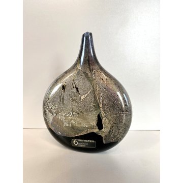 VASO VETRO ARTISTICO Michael Harris ISLE OF WIGTH AZURENE LOLLIPOP VASE '70s