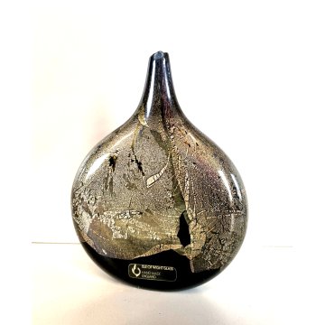 VASO VETRO ARTISTICO Michael Harris ISLE OF WIGTH AZURENE LOLLIPOP VASE '70s