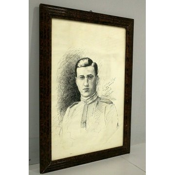 QUADRO EPOCA RITRATTO CHINA su CARTA MILITARE UFFICIALE REGIO ESERCITO WW1 1930