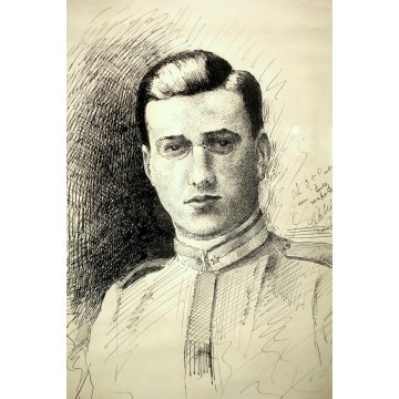 QUADRO EPOCA RITRATTO CHINA su CARTA MILITARE UFFICIALE REGIO ESERCITO WW1 1930