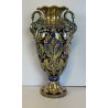 ANTICO VASO BIANSATO Gualdo Tadino CERAMICA MAIOLICA LUSTRO ORO BLU 41 cm/h