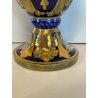 ANTICO VASO BIANSATO Gualdo Tadino CERAMICA MAIOLICA LUSTRO ORO BLU 41 cm/h