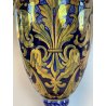 ANTICO VASO BIANSATO Gualdo Tadino CERAMICA MAIOLICA LUSTRO ORO BLU 41 cm/h