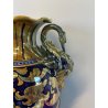 ANTICO VASO BIANSATO Gualdo Tadino CERAMICA MAIOLICA LUSTRO ORO BLU 41 cm/h